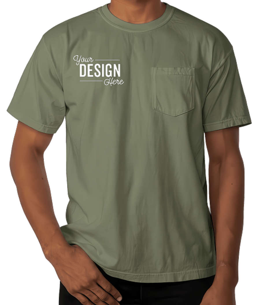 Comfort Colors 100% Cotton Pocket T-shirt in Sage