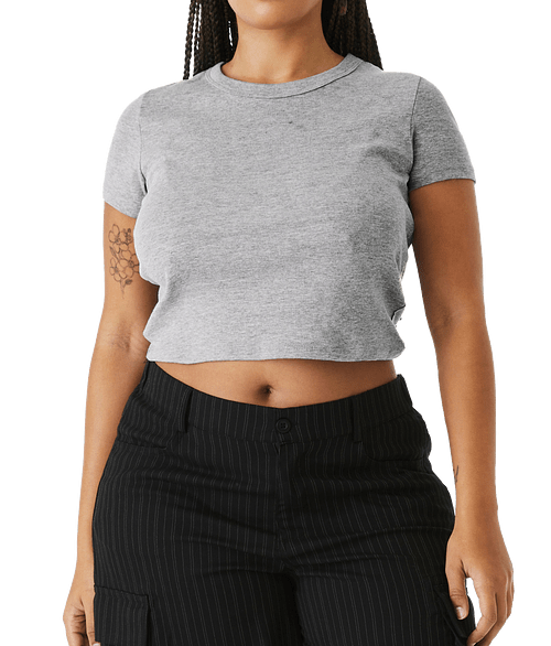 Bella + Canvas Women's Micro Rib Cropped T-shirt in Athletic Heather