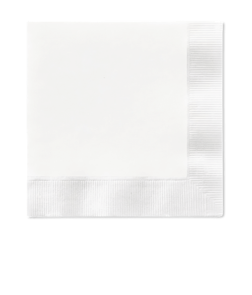 Full Color 3-Ply Premium Coined Edge Beverage Napkin in White