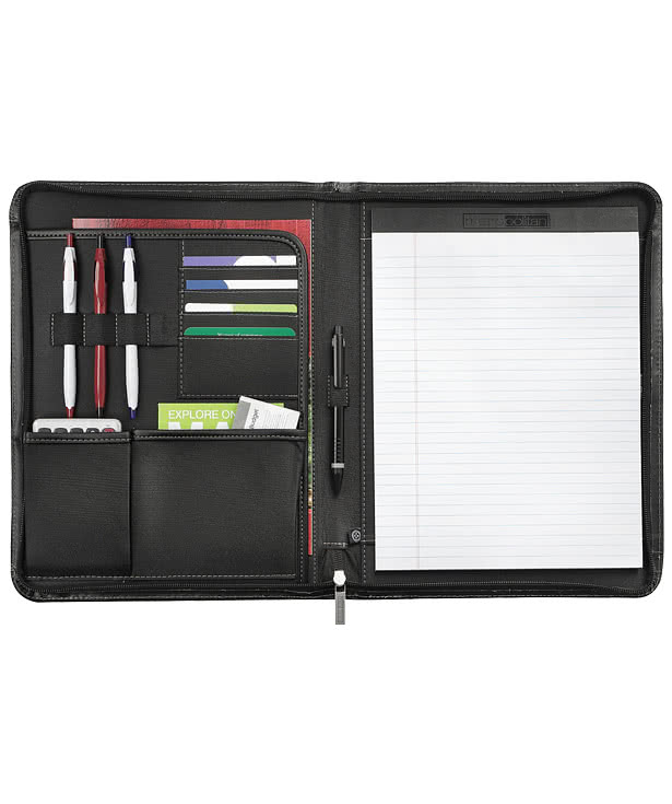 Debossed Metropolitan Zippered Padfolio