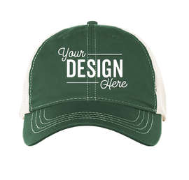 Pacific Headwear Vintage Snapback Trucker Hat - Color: Dark Green / Ivory / Dark Green