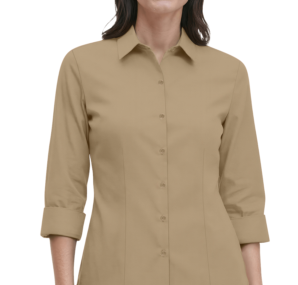 Blue Generation Women’s Fine Line Twill 3/4 Sleeve Shirt-default