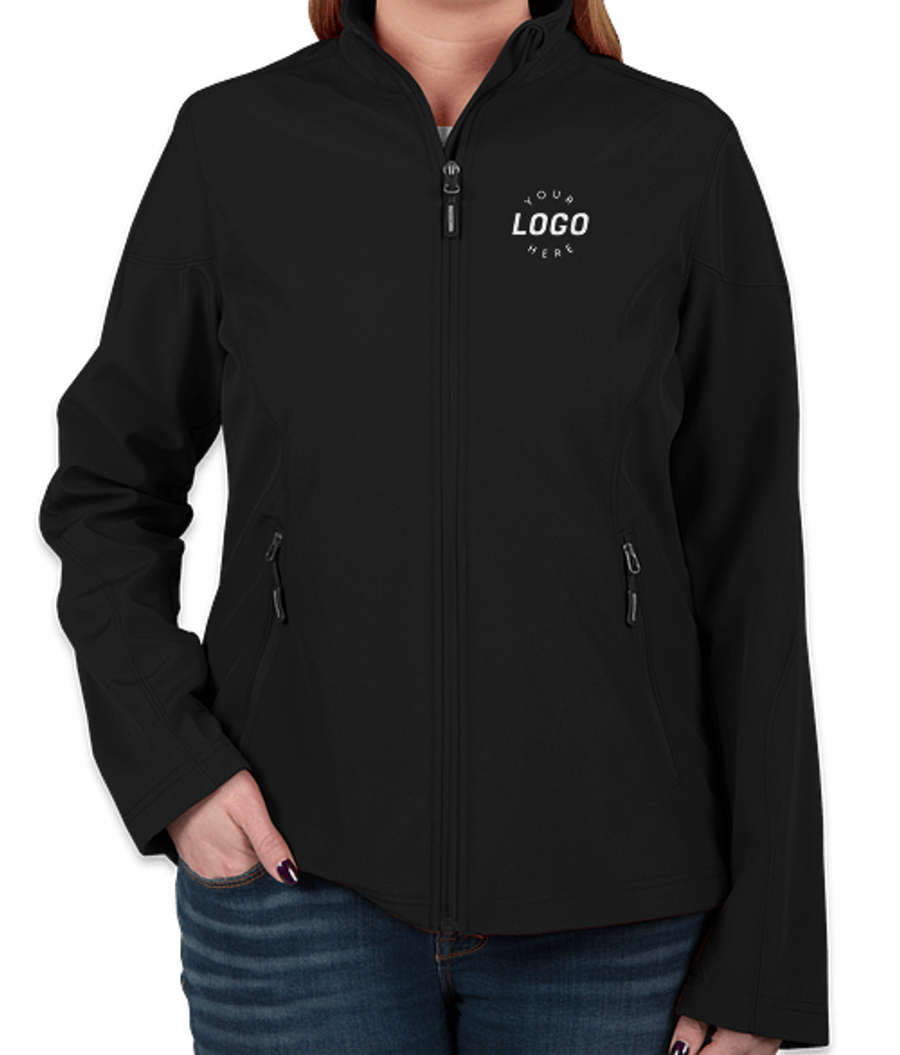 Core 365 Women's Fleece Lined Soft Shell Jacket - Embroidered in Black