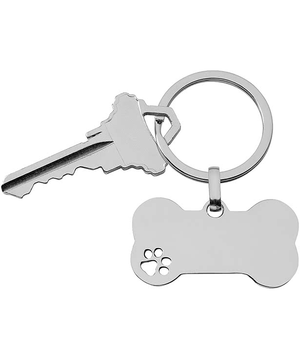Laser Engraved Pet Bone Shape Keychain