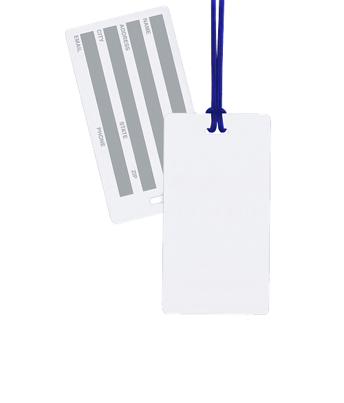 Diplomat Writeable Surface Tag in White w/ Blue Loop Strap