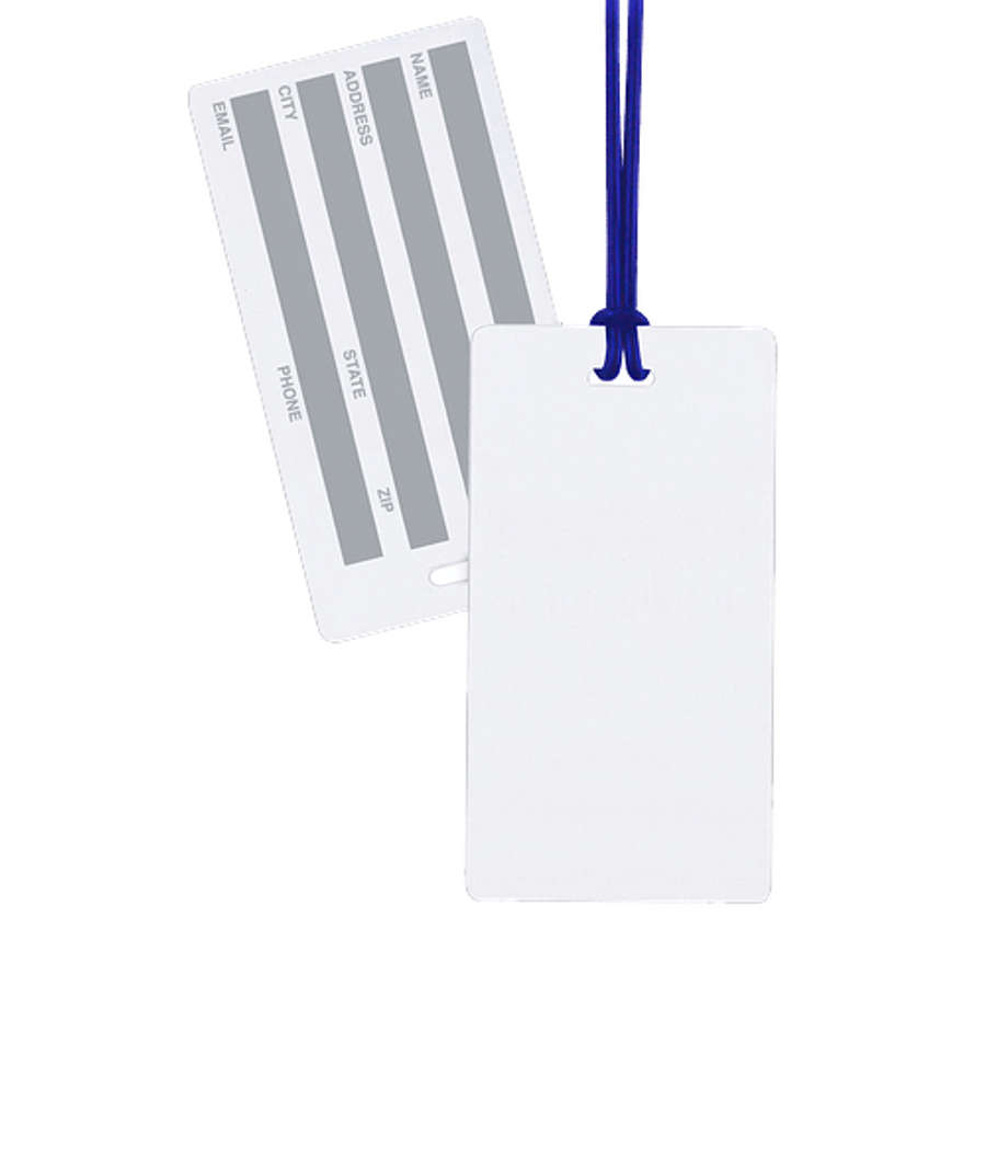 Diplomat Writeable Surface Tag in White w/ Blue Loop Strap