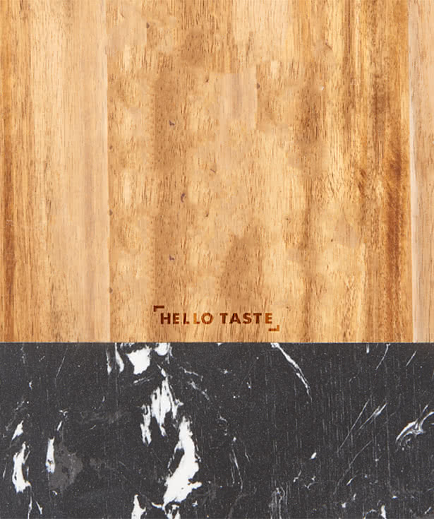 Laser Engraved Black Marble and Wood Cutting Board