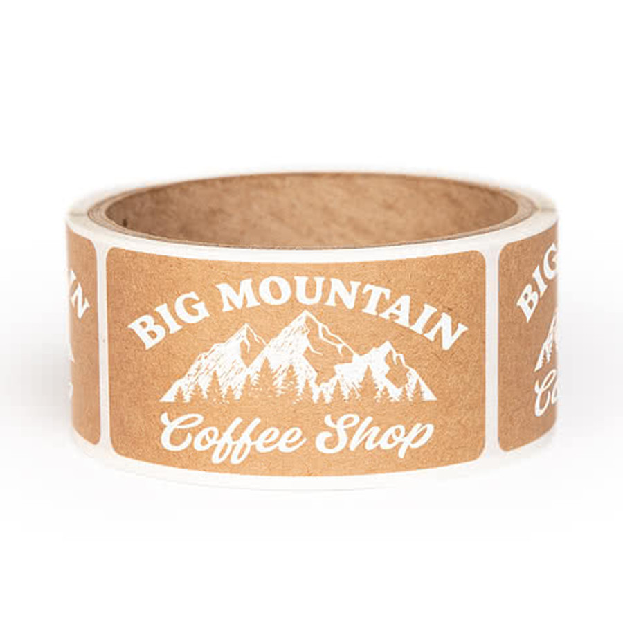 Full Color 1.5" x 3" Brown Kraft Paper Rectangle Roll Labels (Roll of 500) in Brown