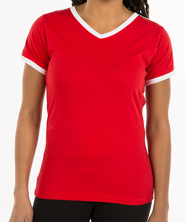 LAT Women's Retro Ringer V-Neck T-shirt
