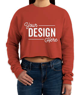 Bella + Canvas Women's Drop Shoulder Cropped Crewneck Sweatshirt - Color: Brick