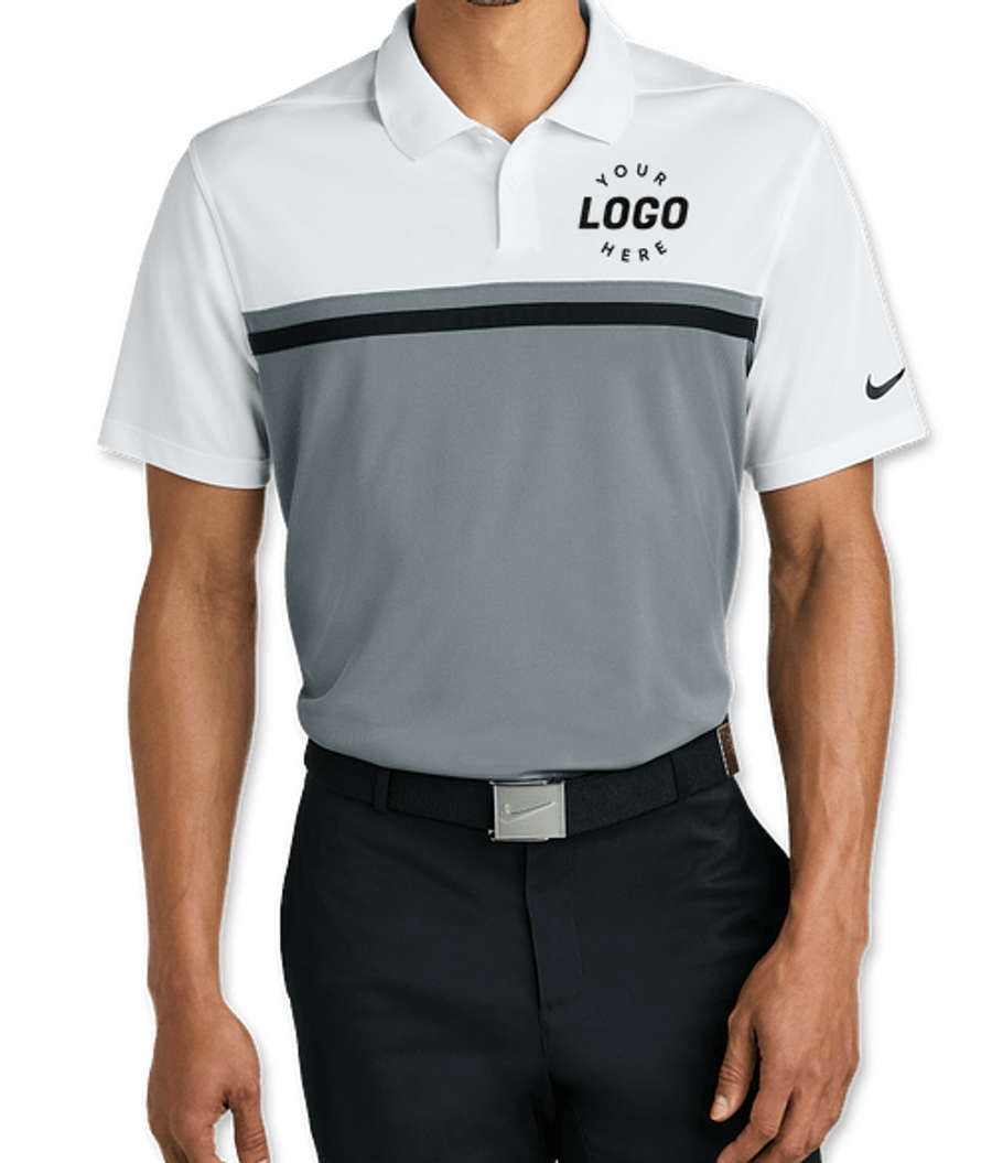 Nike Dri-Fit Victory Colorblock Performance Polo in White / Cool Grey / Black
