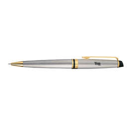 Laser Engraved Waterman Expert Ballpoint Pen (black ink) - Color: Stainless Steel / Gold Trim