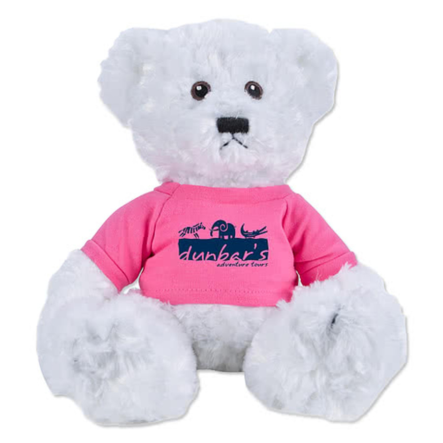 Full Color 10" White Dexter Bear Plush Animal in Yellow