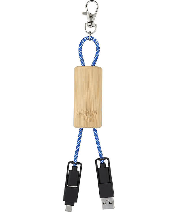 Laser Engraved Bamboo Concealed Charging Cable Keychain