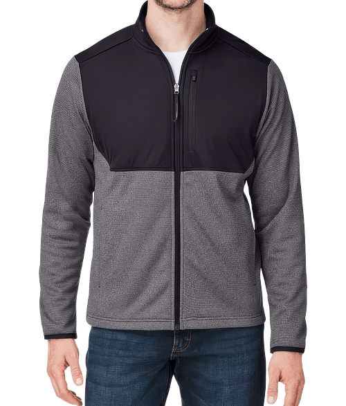 Core 365 Venture Heathered Stripe Hybrid Performance Full Zip Jacket in Black/White