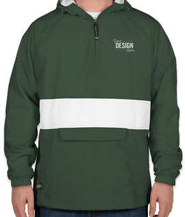 Charles River Classic Striped Hooded Packable Anorak - Color: Forest / White