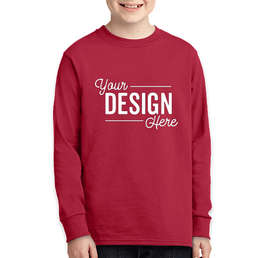 Port & Company Youth Core Cotton Long Sleeve T-shirt - Color: Red