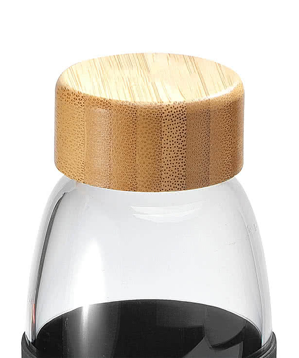 18 oz. Kai Glass Water Bottle with Bamboo Lid