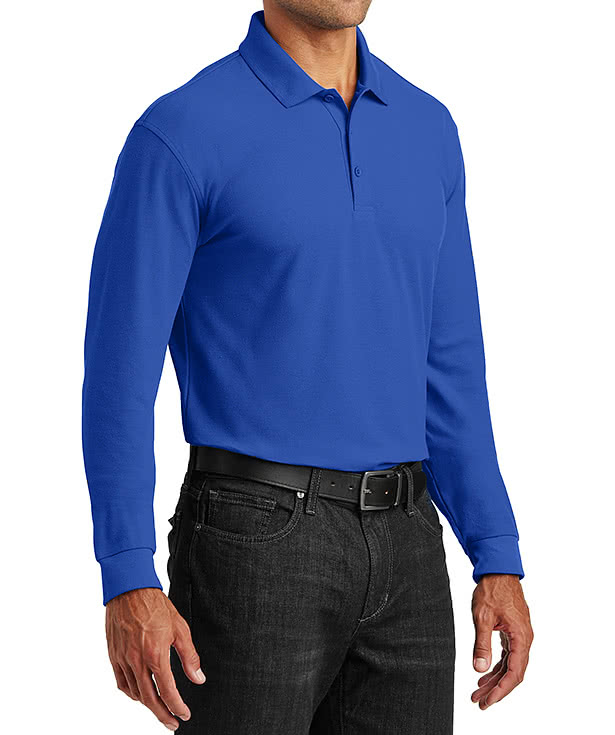 Port Authority Lightweight Classic Pique Long Sleeve Polo - Embroidered