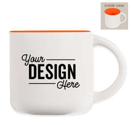 14 oz. Ceramic Two-Tone White Minolo Mug - Color: White / Orange