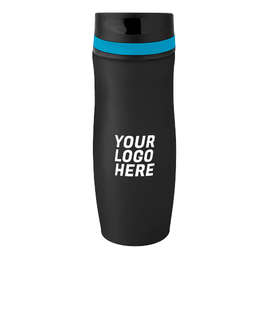 Full Color 14 oz. Persona Wave Trail Vacuum Insulated Tumbler - Color: Black / Cyan Blue