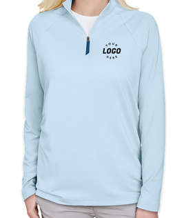 Devon & Jones Women's CrownLux Performance Quarter Zip Sweatshirt - Color: Ocean Blue