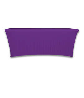 Full Color 8' Ultrafit Curve Open-Back Stretch Tablecloth - Color: Team Purple