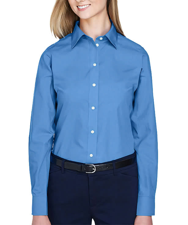 Devon & Jones Women's Crown Collection Broadcloth Woven Dress Shirt - Printed