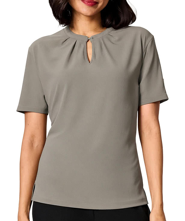 Blue Generation Women’s Matte Jersey Keyhole Blouse