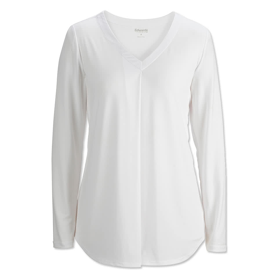 Edwards Women's Soft Pleated V-Neck Blouse