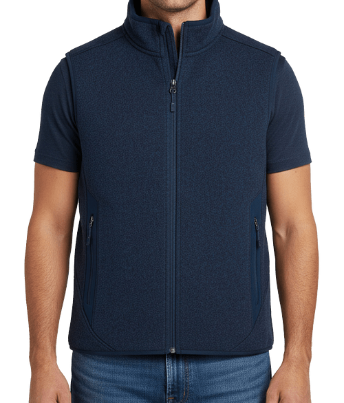 Fossa Terrace Sweater Fleece Vest in Heather Navy