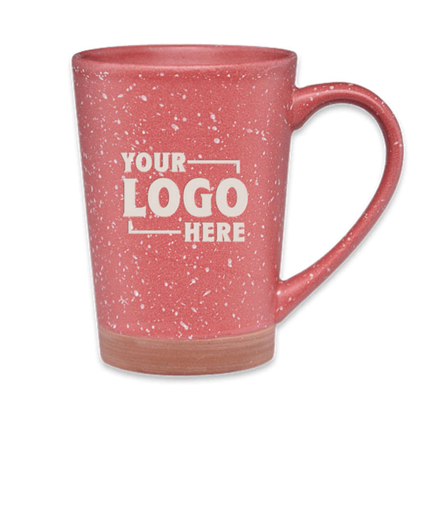 Laser Engraved 16 oz. Hearth Ceramic Speckled Mug in Coral