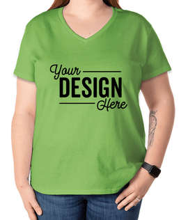 Gildan Women's 100% Cotton V-Neck T-shirt - Color: Lime
