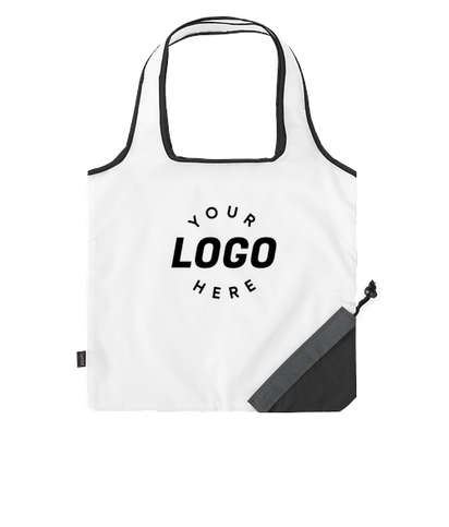 Contrast Foldaway Shopper Tote Bag - White / Black