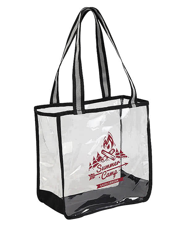 Diamond Clear Zippered Tote Bag with Canvas Trim