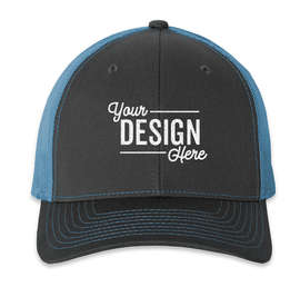 Richardson Snapback Trucker Hat - Color: Charcoal / Columbia Blue