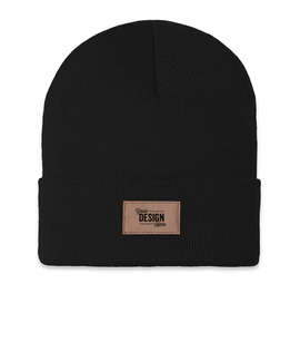 Ahead Newfoundland Cuff Beanie with Tan Rectangle Patch - Color: Black