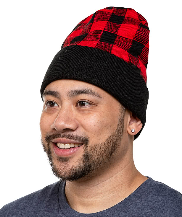 Cap America Plaid Cuffed Beanie