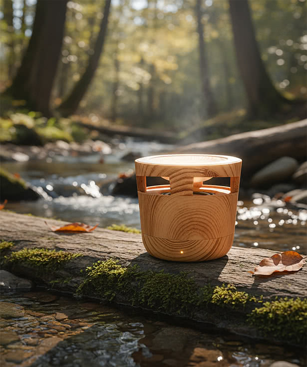 Woodgrain Speaker and Wireless Charging Pad 2.0