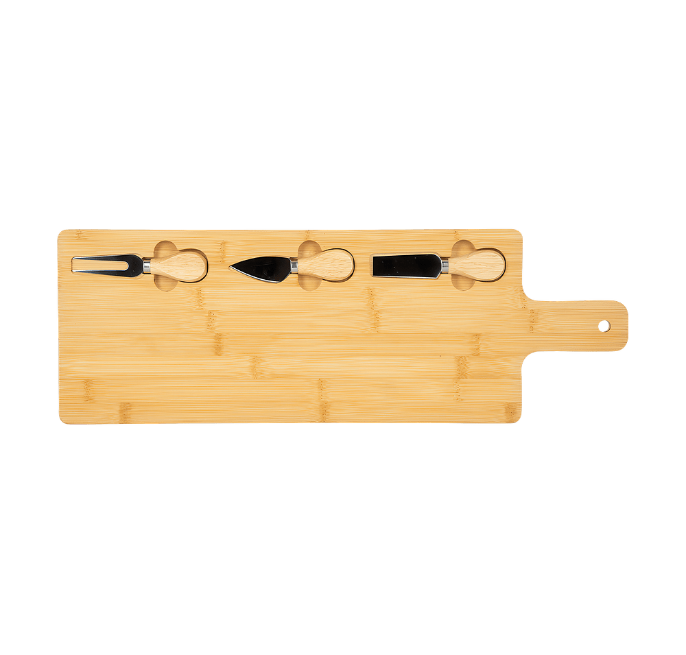 Laser Engraved Long Bamboo Charcuterie Board with Utensils-default