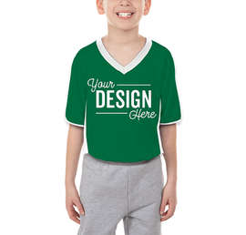 Augusta Youth Cutter+ UPF 50 V-Neck Jersey - Color: Dark Green / White