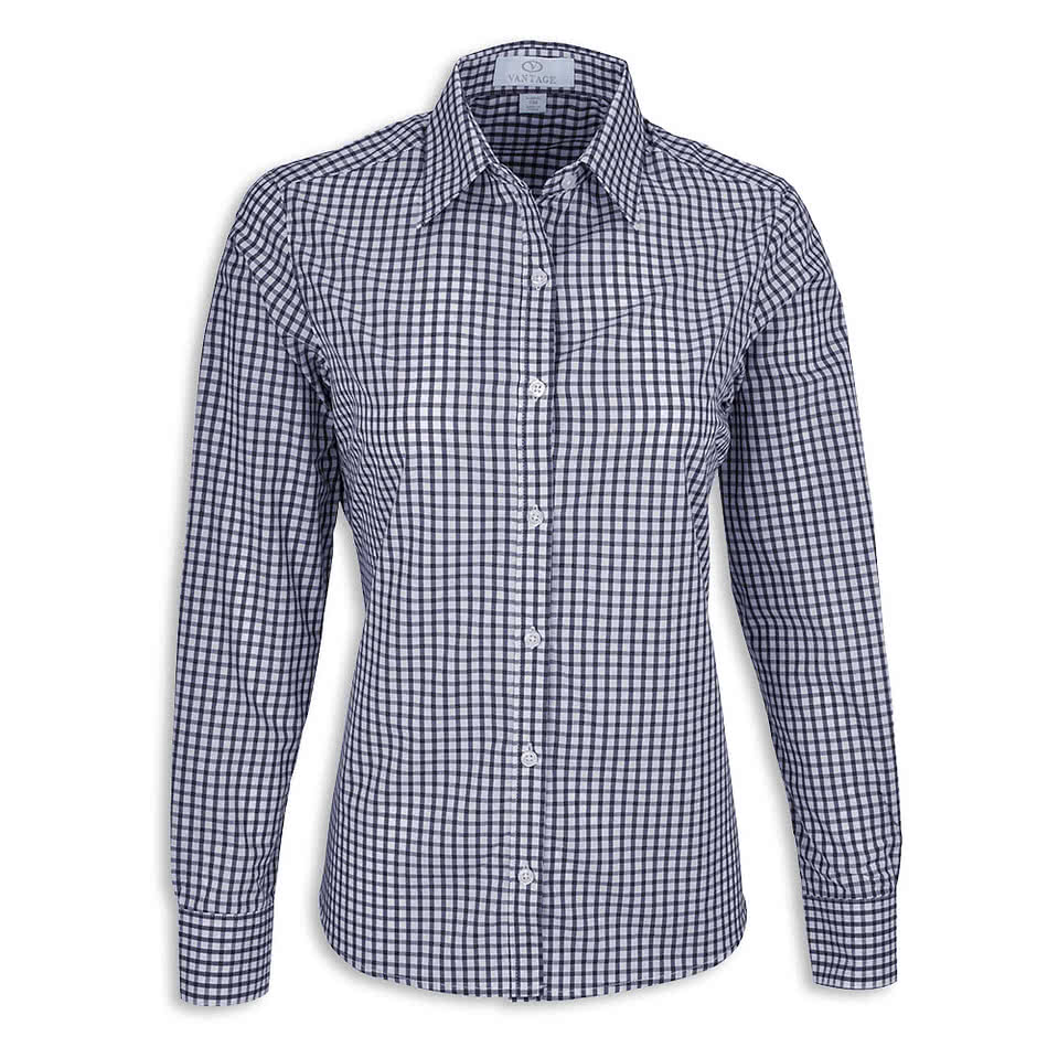 Vansport Women's Easy Care Gingham Dress Shirt