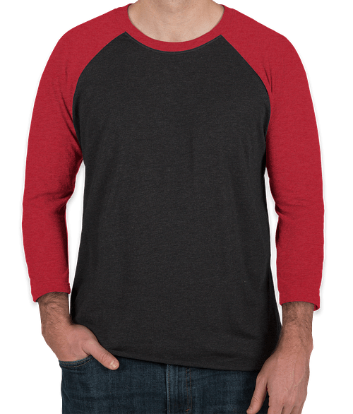 Next Level Tri-Blend Raglan T-shirt in Vintage Red / Vintage Black