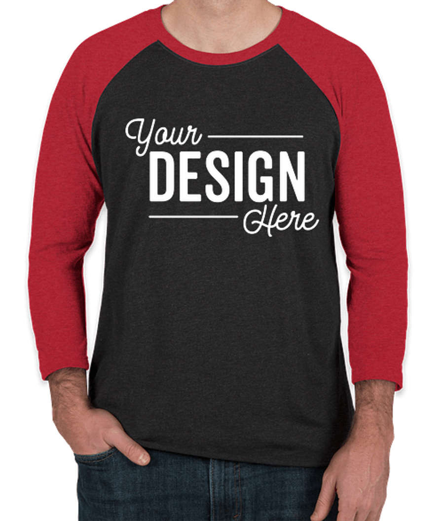 Next Level Tri-Blend Raglan T-shirt in Vintage Red / Vintage Black