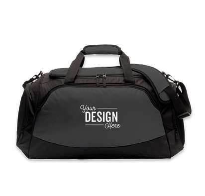 Port Authority Medium Active Duffel Bag - Embroidered - Dark Charcoal / Black
