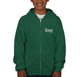 Hanes Youth EcoSmart 50/50 Zip Hoodie - Color: Deep Forest