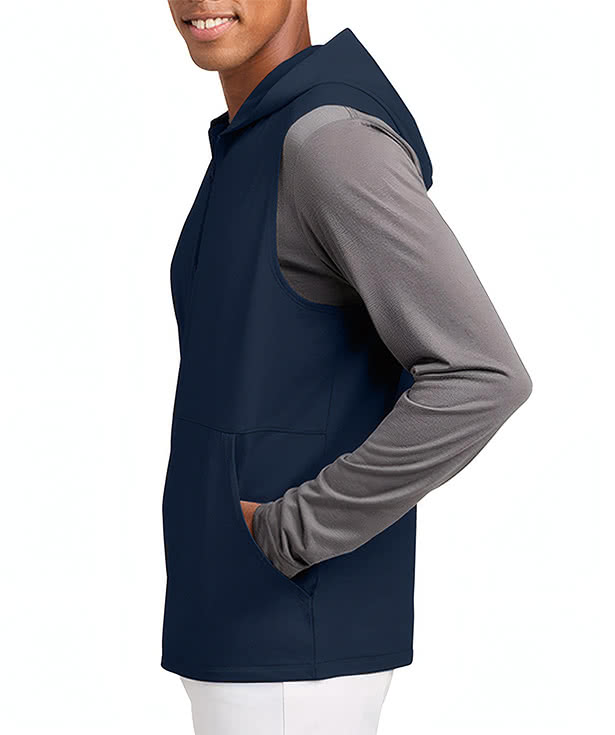 Sport-Tek Sport-Wick Stretch Sleeveless Hooded Quarter Zip Sweatshirt