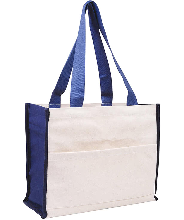Cotton Gusset Accent Box Tote Bag