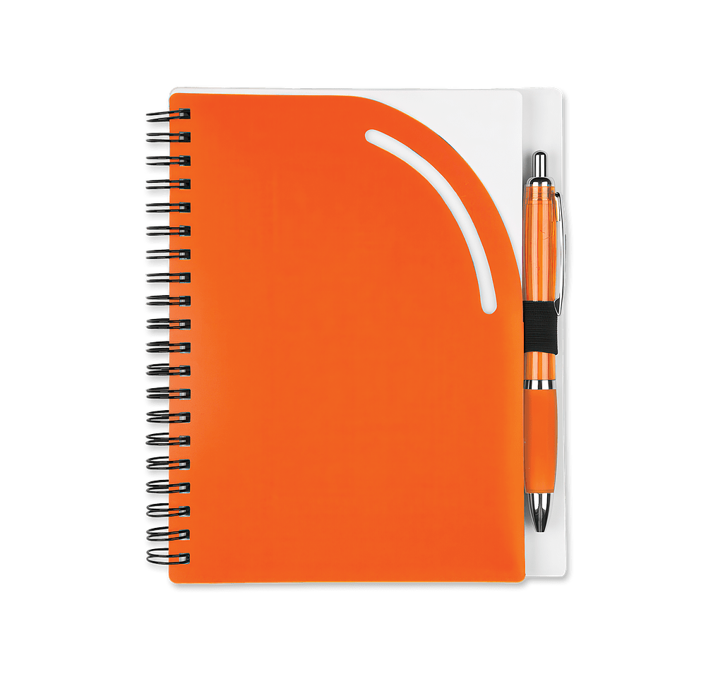 Curvy Top Hard Cover Spiral Notebook with Pen-default