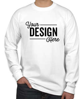 Bayside USA-Made 100% Cotton Long Sleeve T-shirt - Color: White